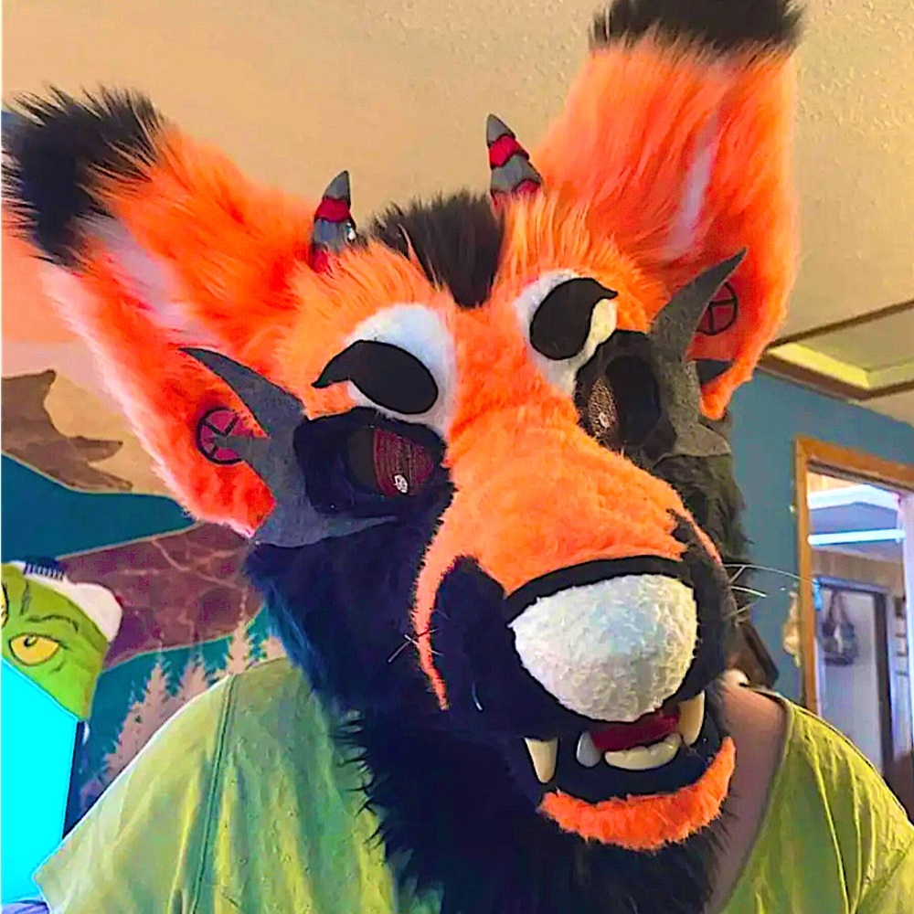 Fursuit head, “Timber The Hellhound”
